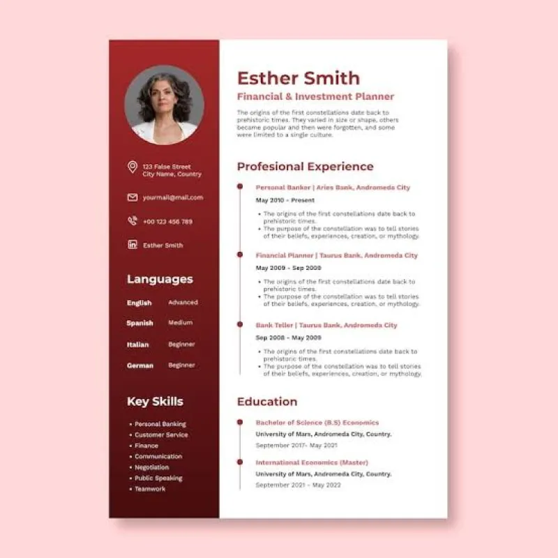 Resume template preview